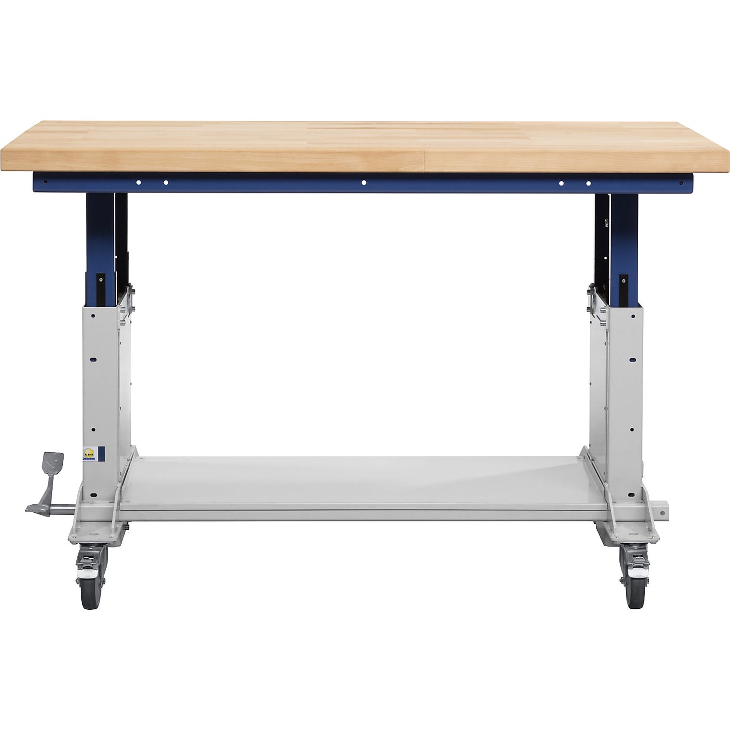 SUPPORTER height adjustable work table, solid beech worktop, max. load 500 kg, WxD 1600 x 800 mm.