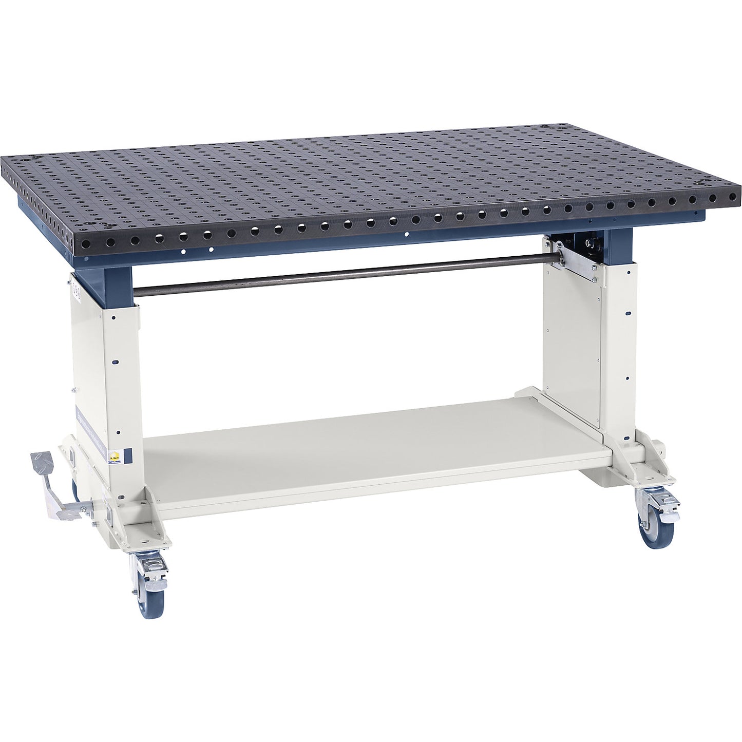 Welding table SUPPORTER, height adjustable, max. load 500 kg, with steel pegboard.