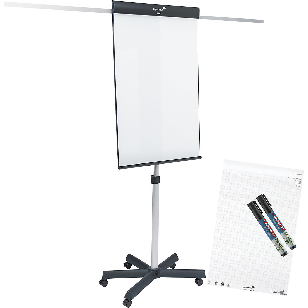Flip-chart SKETCH PRO, painted steel, star base with castors.