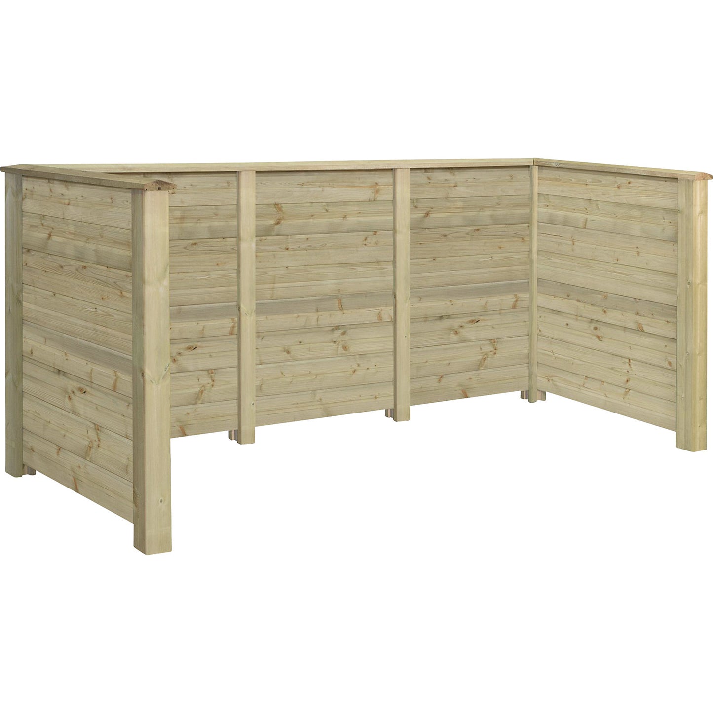 Bin enclosure Klink Profile, wood, LxWxH 2940 x 970 x 1080 mm, natural.