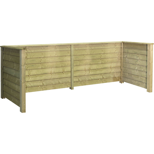 Bin enclosure Klink Profile, wood, LxWxH 3770 x 970 x 1080 mm, natural.