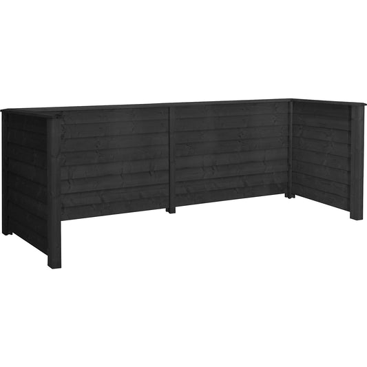 Bin enclosure Klink Profile, wood, LxWxH 3770 x 970 x 1080 mm, black.