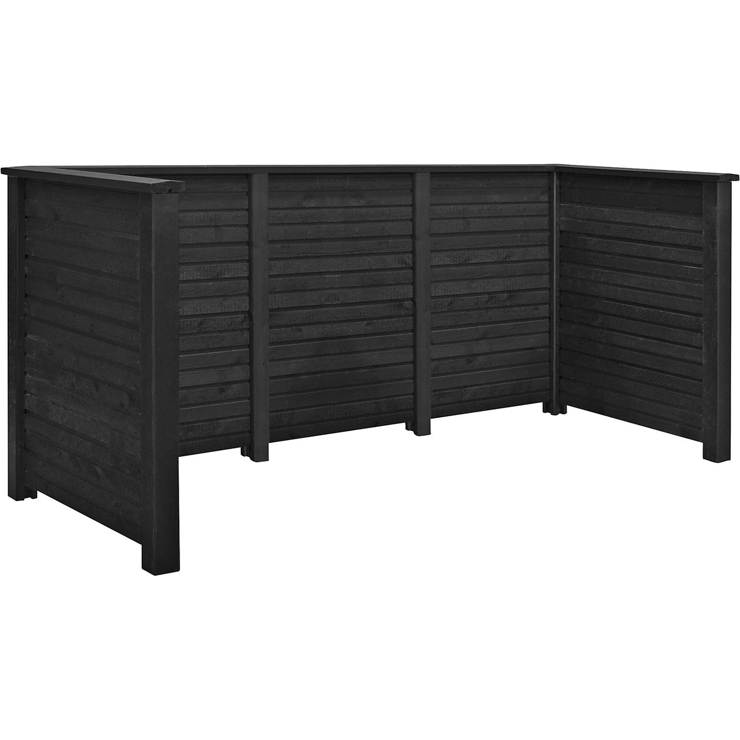 Waste Bin Enclosure Plank Profile, wood, LxWxH 2940 x 970 x 1080 mm, black.