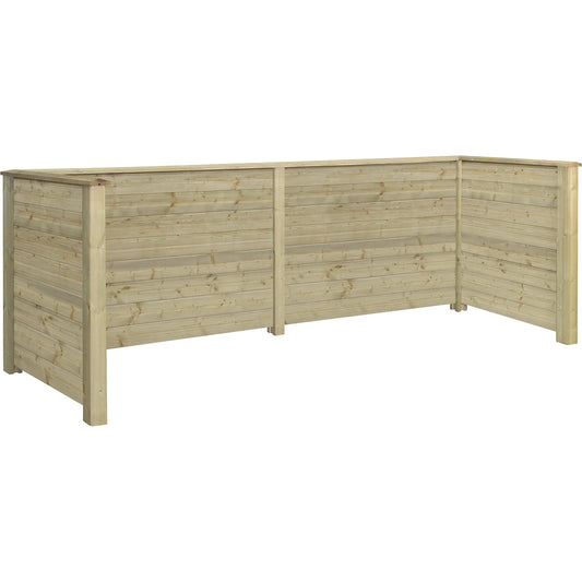 Waste Bin Enclosure Plank Profile, wood, LxWxH 3770 x 970 x 1080 mm, natural.