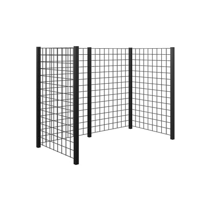 Waste bin enclosure, steel trellis, LxWxH 1935 x 990 x 1470 mm, black.