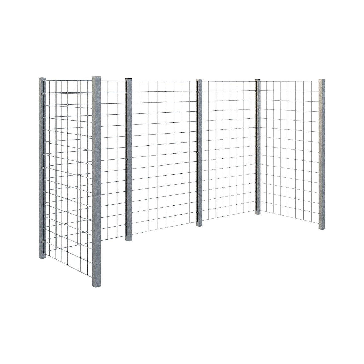 Waste bin enclosure, steel trellis, LxWxH 2580 x 890 x 1470 mm, zinc plated.