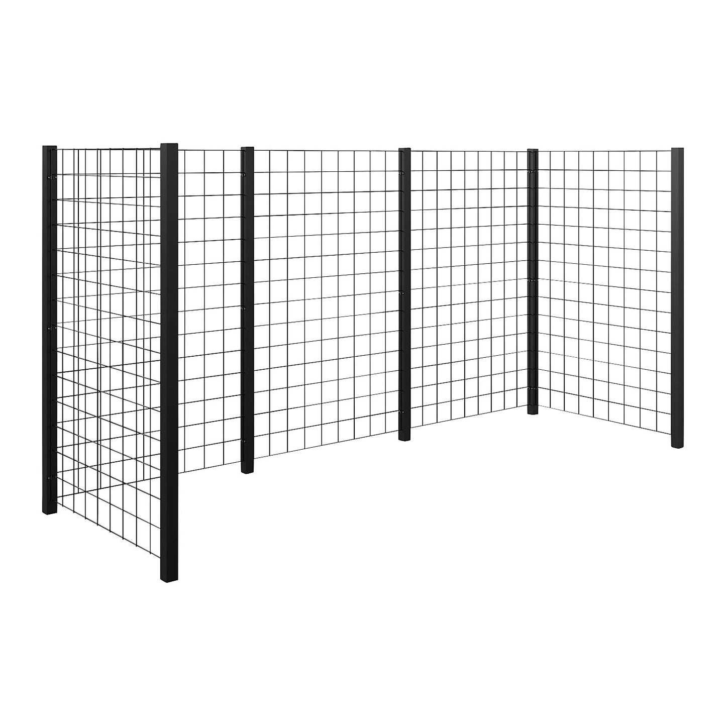 Waste bin enclosure, steel trellis, LxWxH 2880 x 990 x 1470 mm, black.
