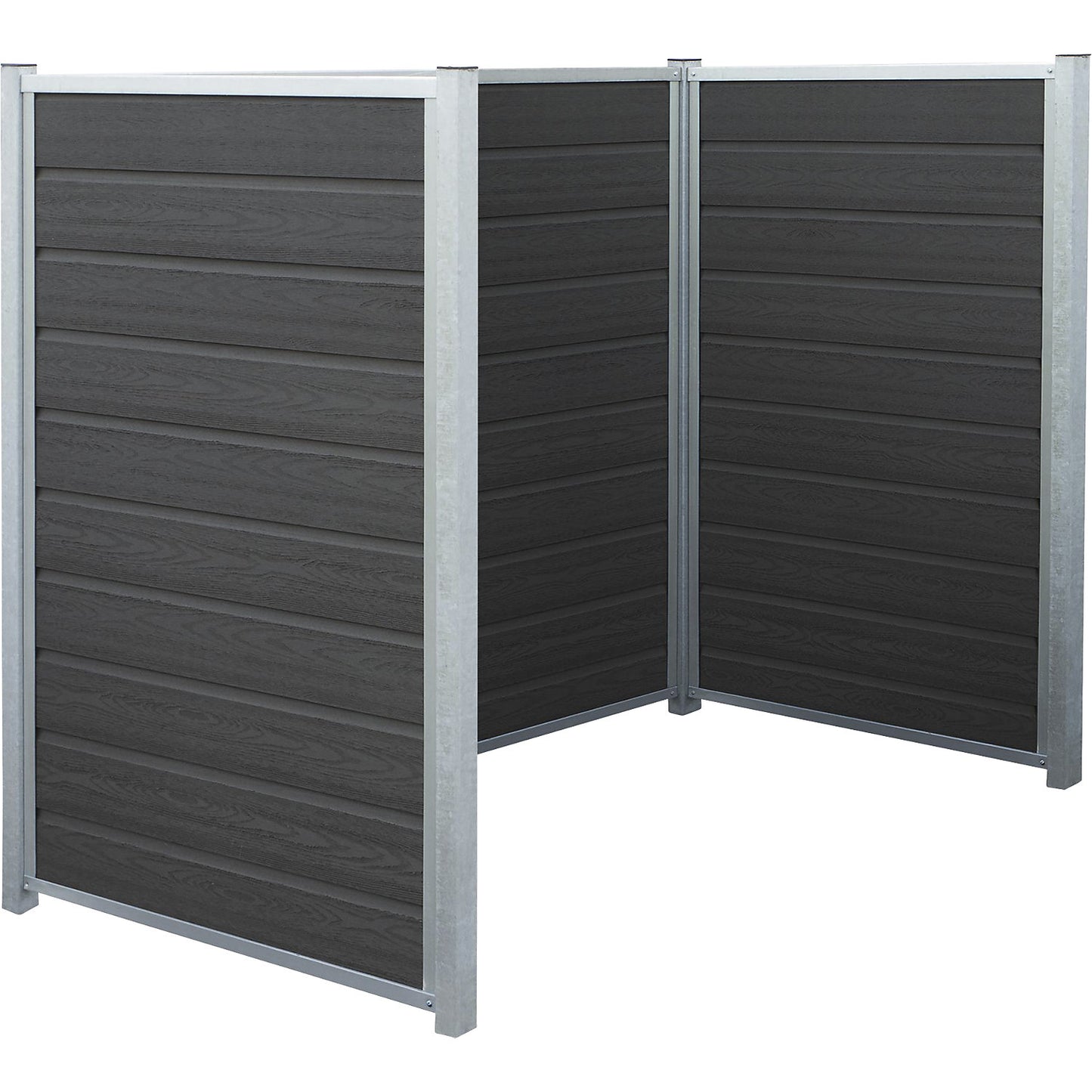 Waste bin enclosure Artura, with WPC planks and steel posts, LxWxH 1890 x 990 x 1420 mm.