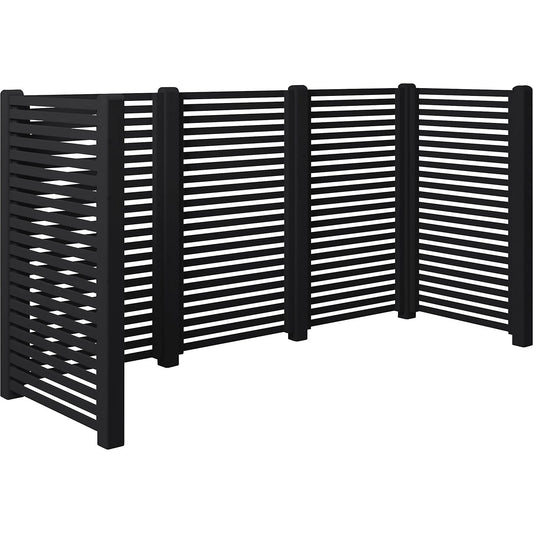 Waste bin enclosure Tokyo, wood, LxWxH 2810 x 1000 x 1480 mm, black.