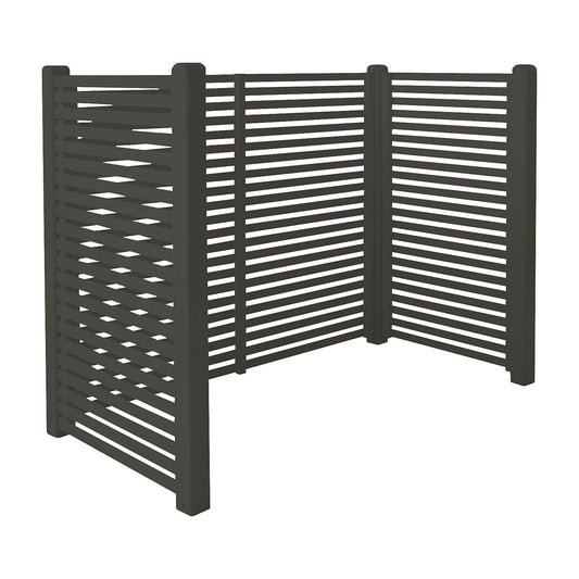 Waste bin enclosure Tokyo, wood, LxWxH 1970 x 1000 x 1480 mm, umbra grey.