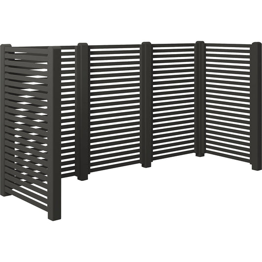 Waste bin enclosure Tokyo, wood, LxWxH 2810 x 1000 x 1480 mm, umbra grey.
