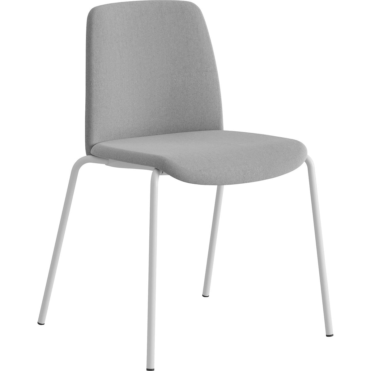 Chair Helmer, seat/backrest upholstered, pack of 4, seat light grey, frame white.