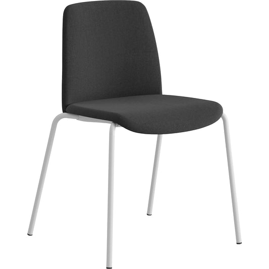 Chair Helmer, seat/backrest upholstered, pack of 4, seat black, frame white.