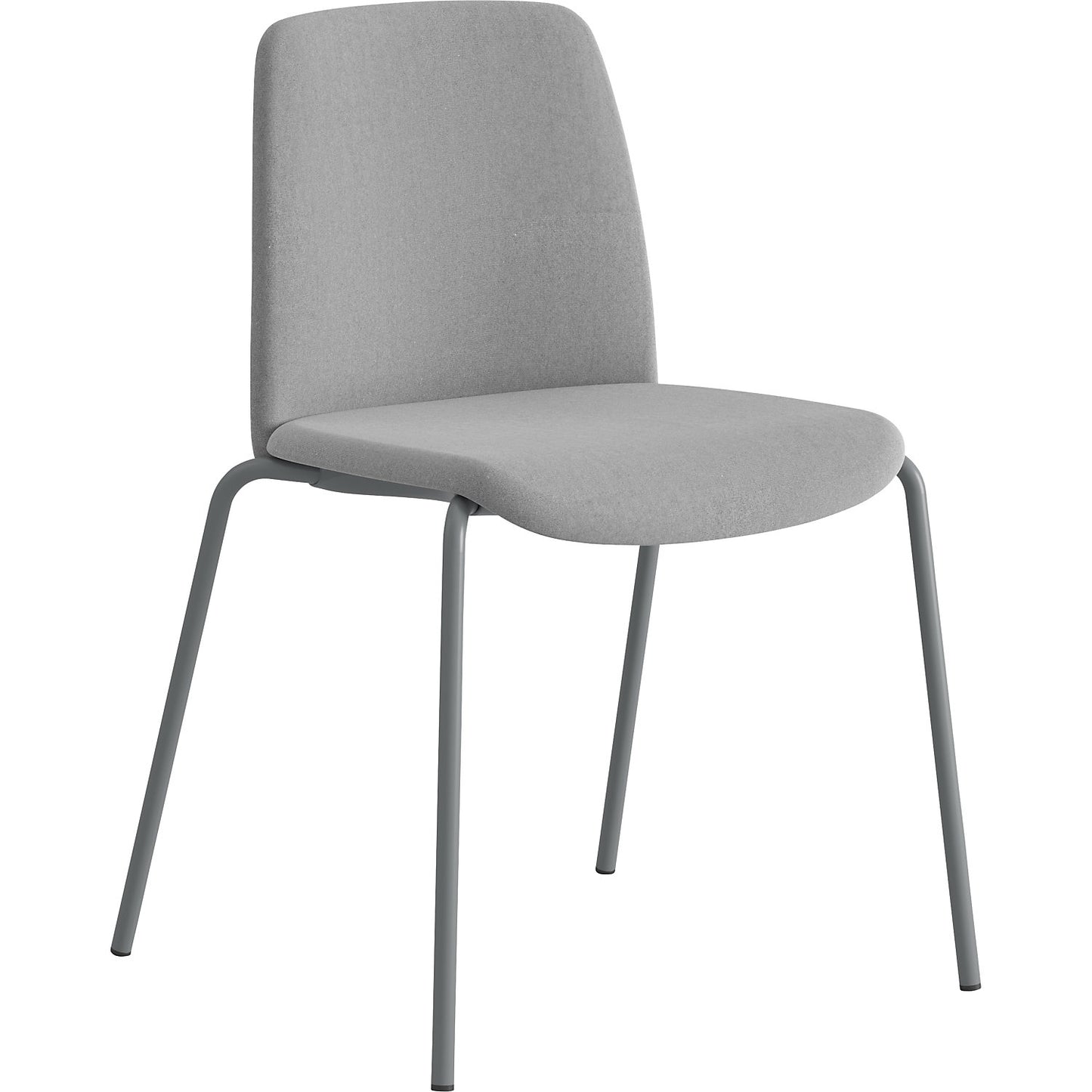 Chair Helmer, seat/backrest upholstered, pack of 4, seat light grey, frame silver.