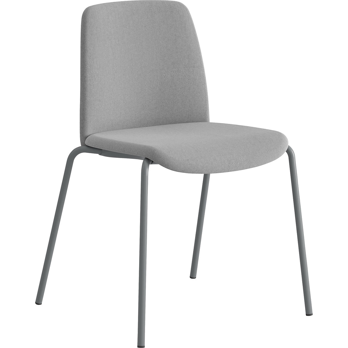 Chair Helmer, seat/backrest upholstered, pack of 4, seat light grey, frame silver.