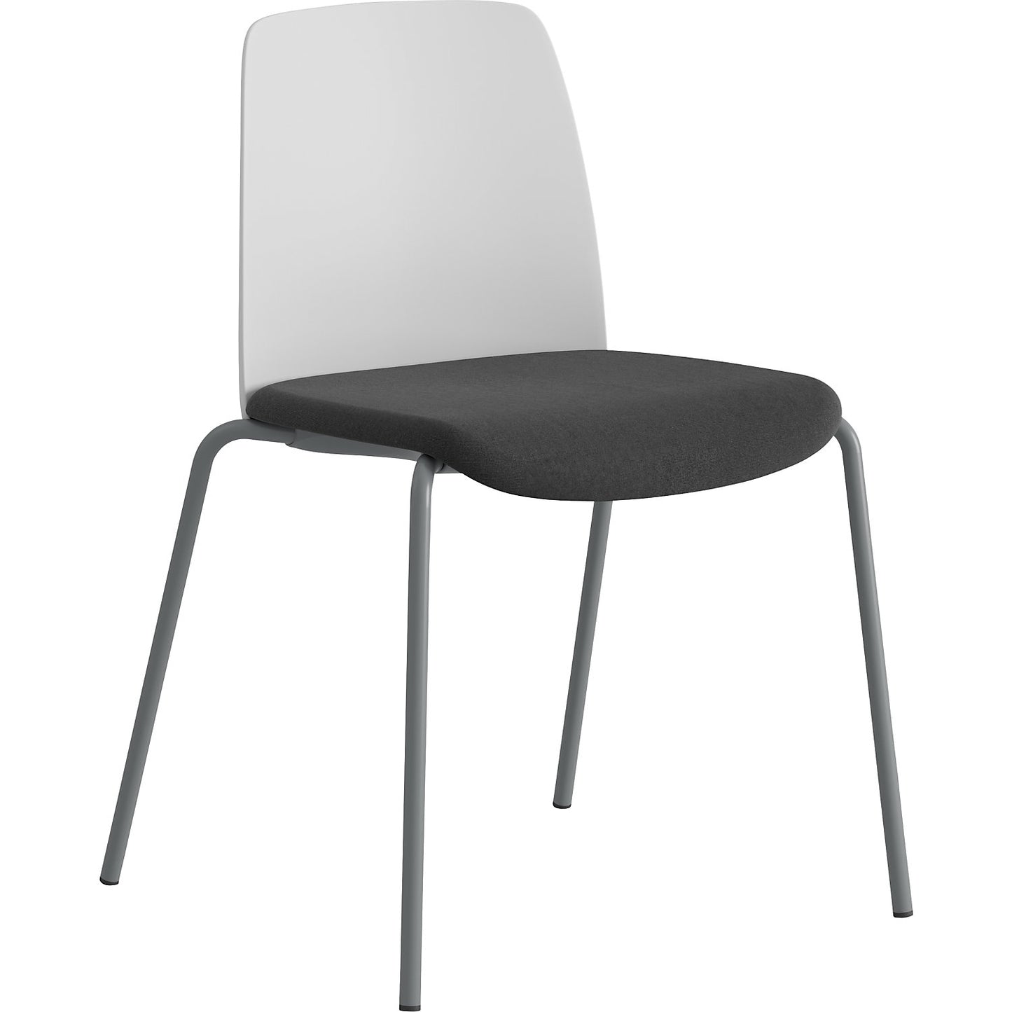 Chair Helmer, upholstered seat, plastic backrest, pack of 4, seat white/black, frame silver.