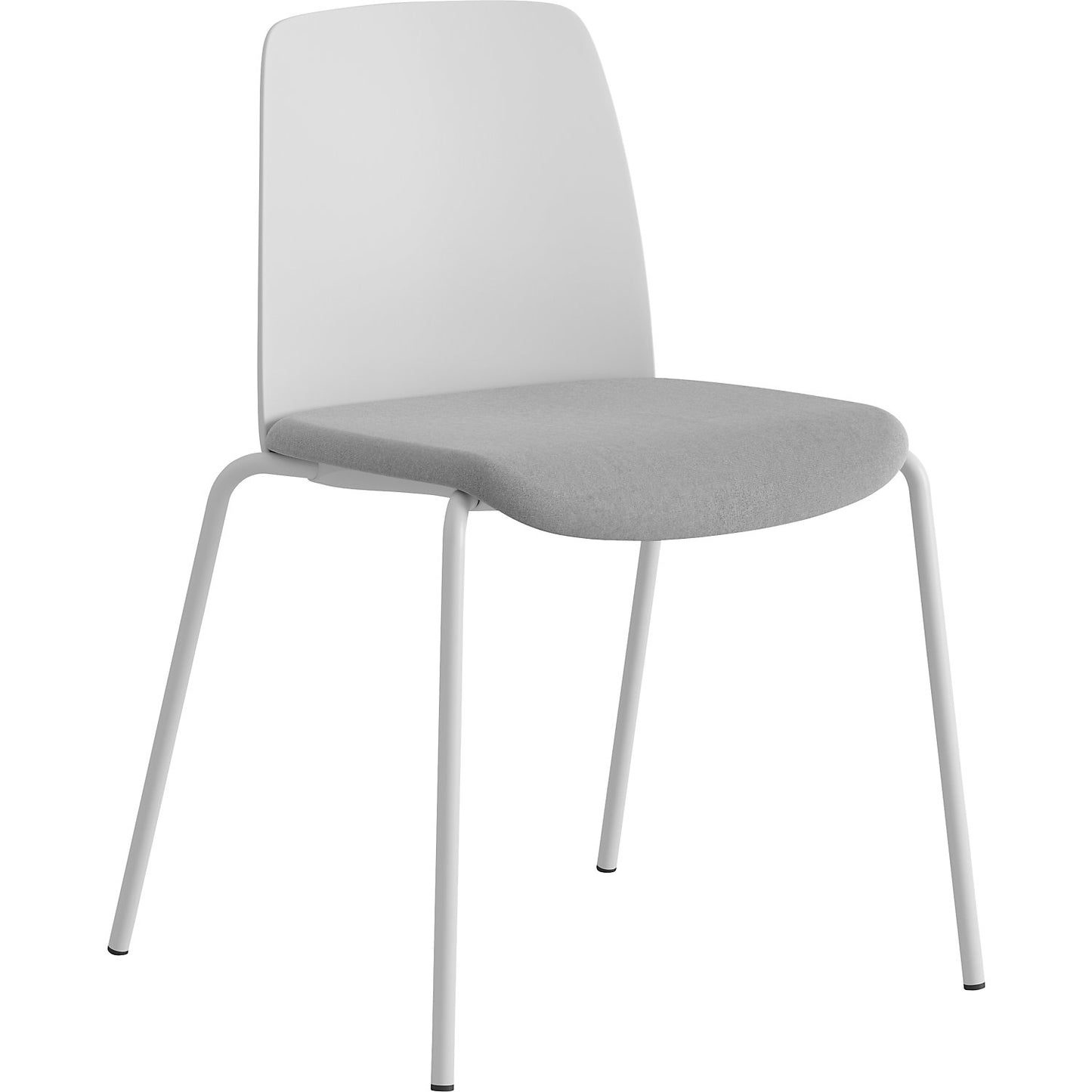 Chair Helmer, upholstered seat, plastic backrest, pack of 4, seat white/light grey, frame white.