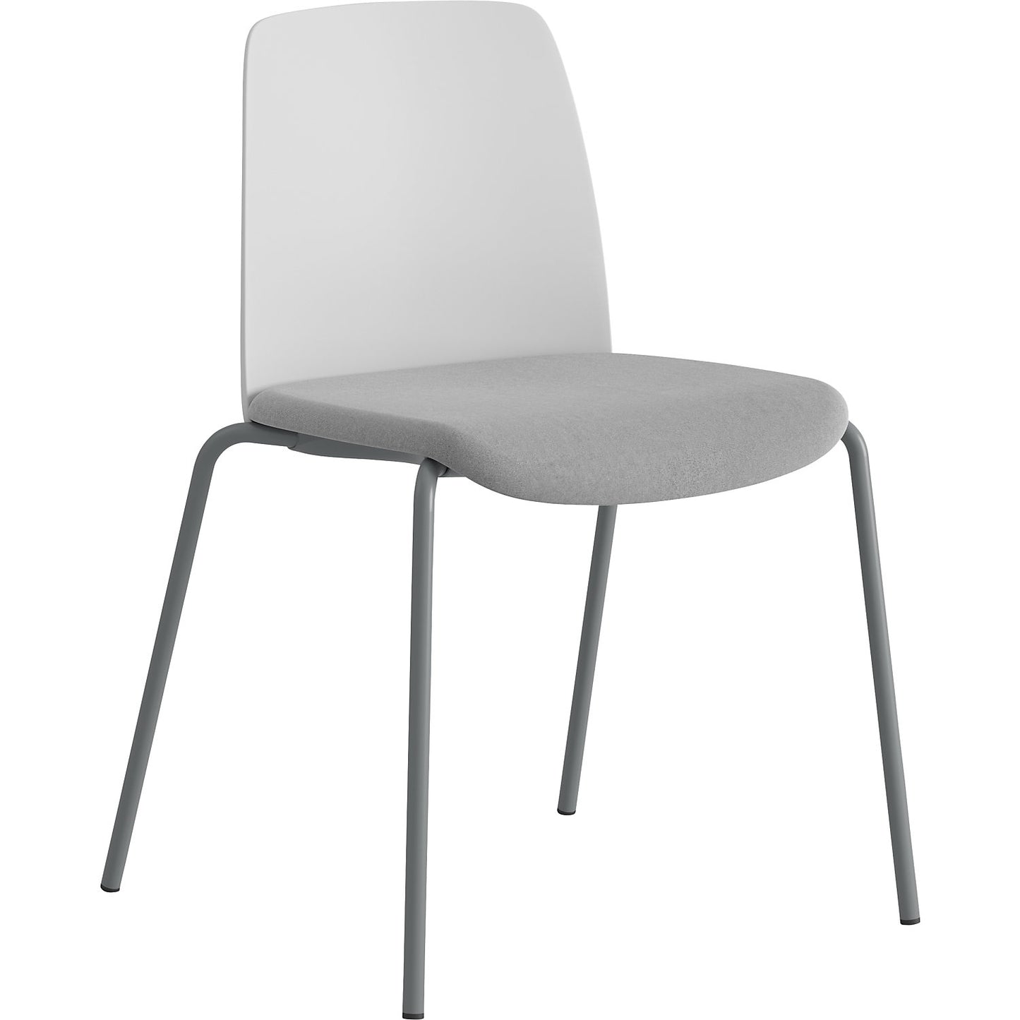Chair Helmer, upholstered seat, plastic backrest, pack of 4, seat white/light grey, frame silver.