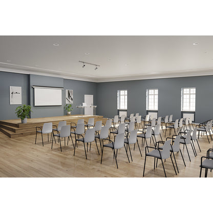 Chair Helmer, upholstered seat, plastic backrest, pack of 4, seat white/dark grey, frame black, with arm rests.