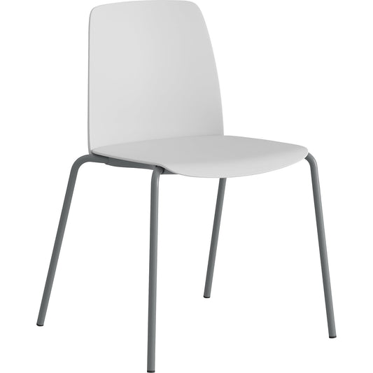 Chair Helmer, seat/backrest made of plastic, pack of 4, seat white, frame silver.
