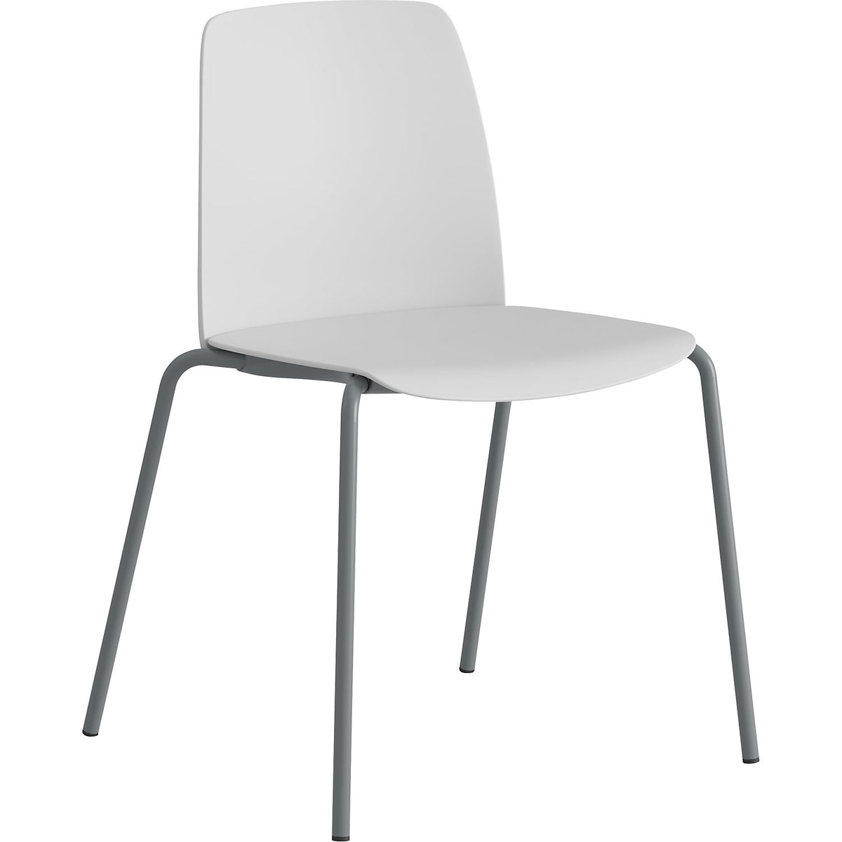 Chair Helmer, seat/backrest made of plastic, pack of 4, seat white, frame silver.