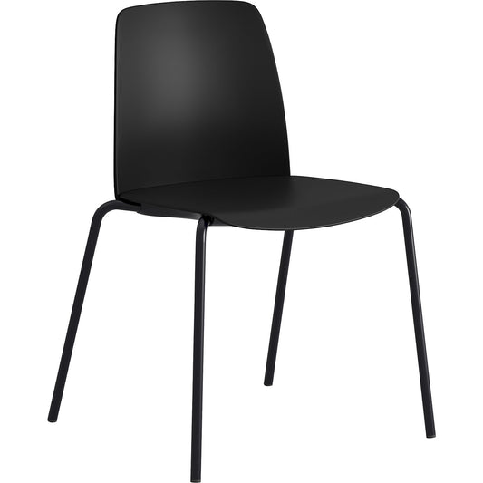 Chair Helmer, seat/backrest made of plastic, pack of 4, seat black, frame black.