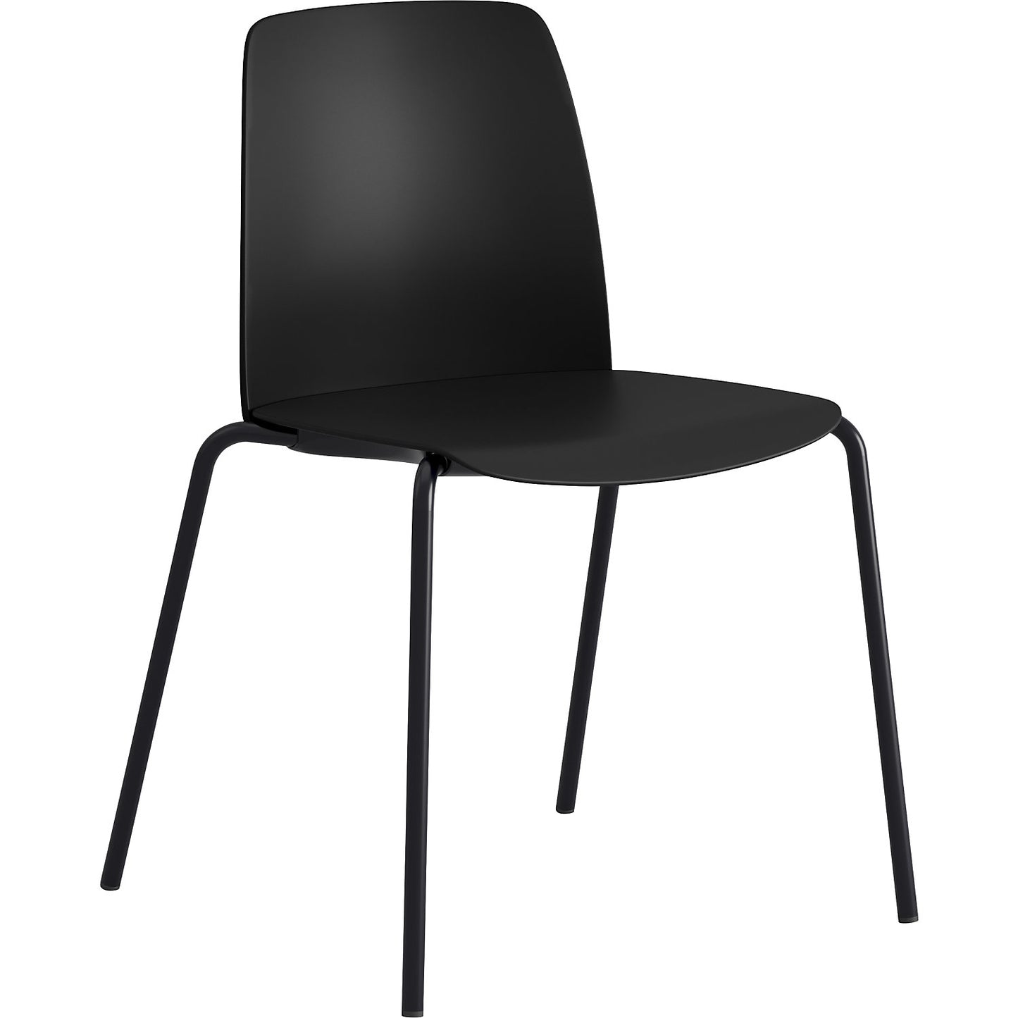 Chair Helmer, seat/backrest made of plastic, pack of 4, seat black, frame black.