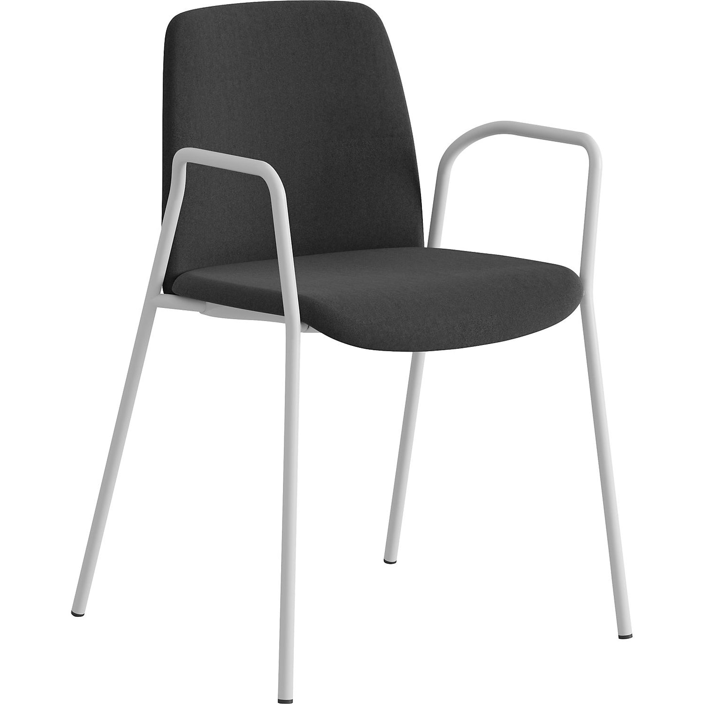 Chair Helmer, seat/backrest upholstered, pack of 4, seat black, frame white, with arm rests.