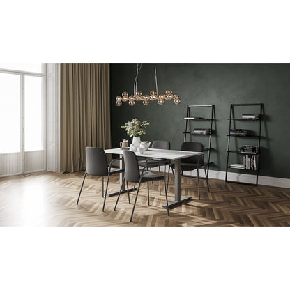 Chair Helmer, seat/backrest upholstered, pack of 4, seat dark grey, frame silver, with arm rests.