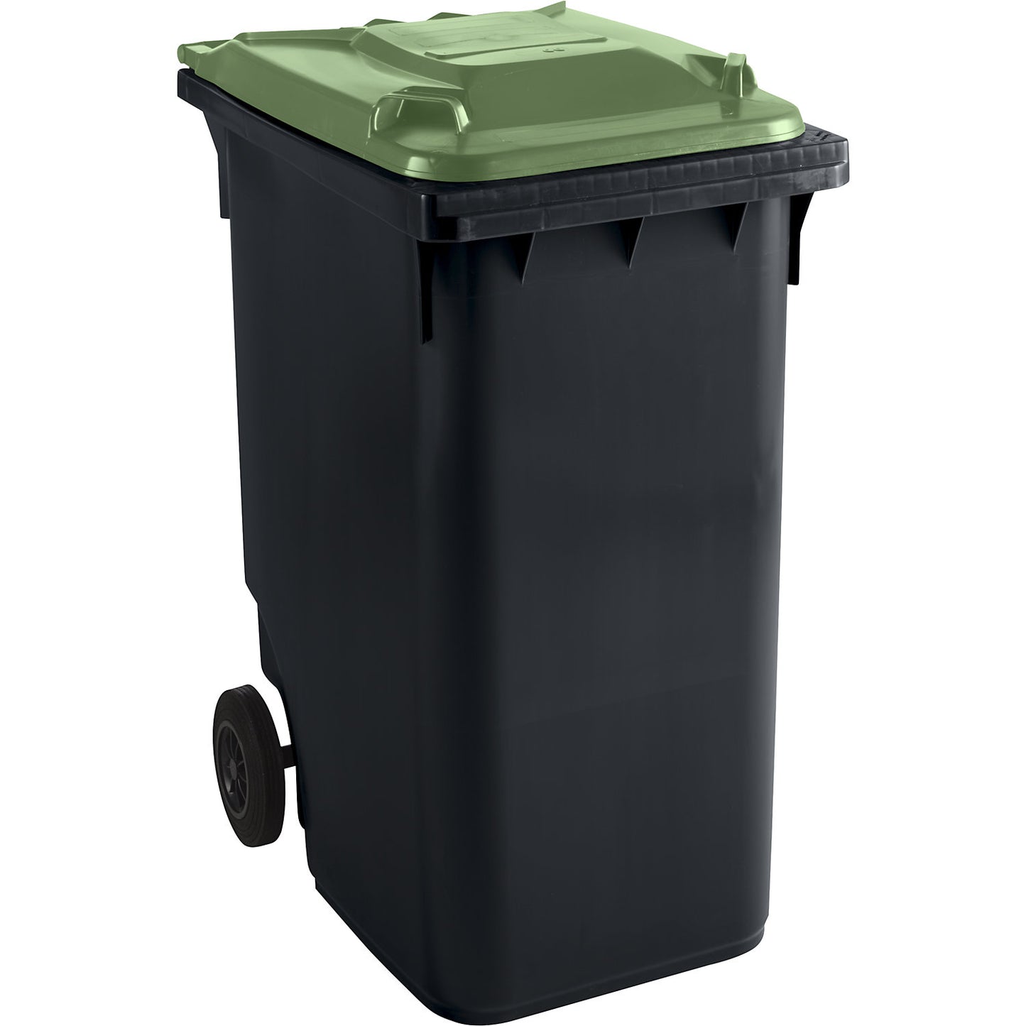 Plastic waste bin DIN EN 840, capacity 360 L, WxHxD 665 x 1115 x 880 mm, anthracite/green.