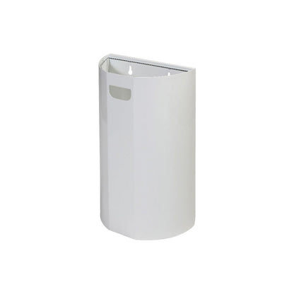 Wall-mounted waste bin, semi-circular, steel, white, 40 L, H x W 660 x 400 mm.