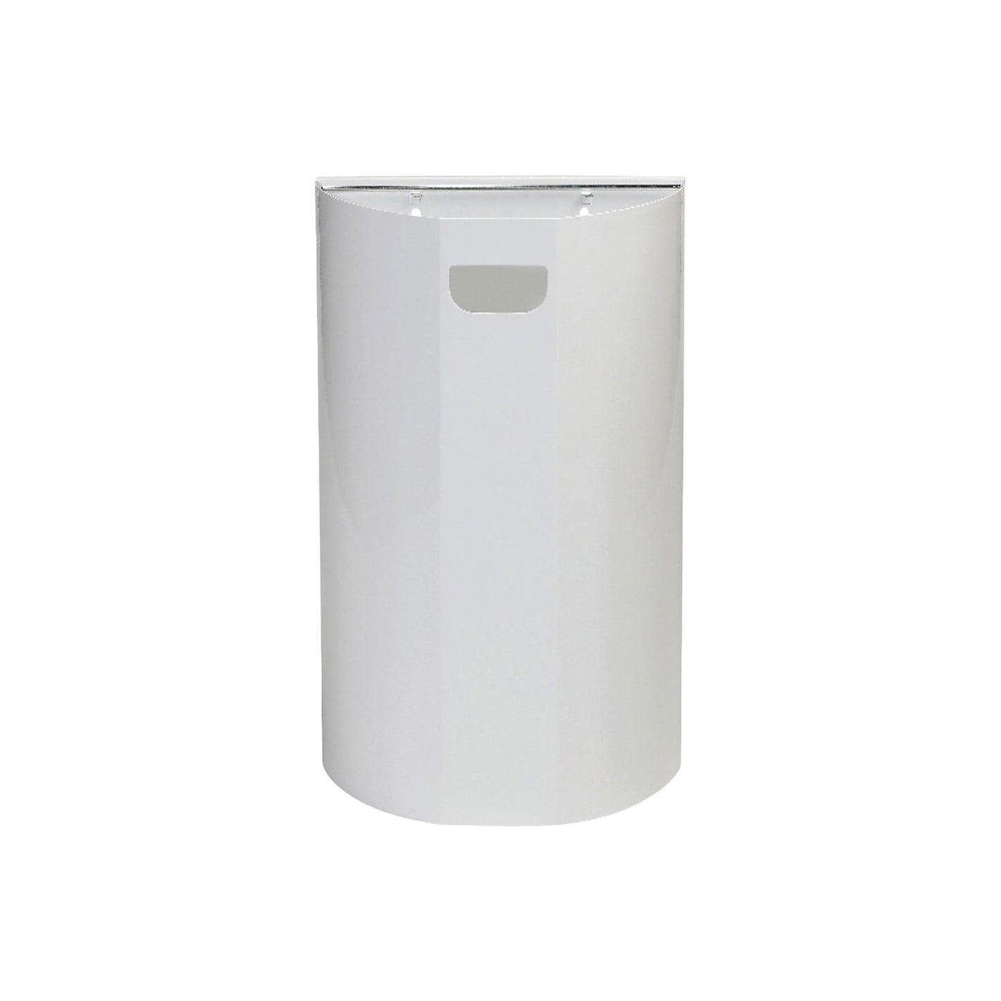Wall-mounted waste bin, semi-circular, steel, white, 40 L, H x W 660 x 400 mm.