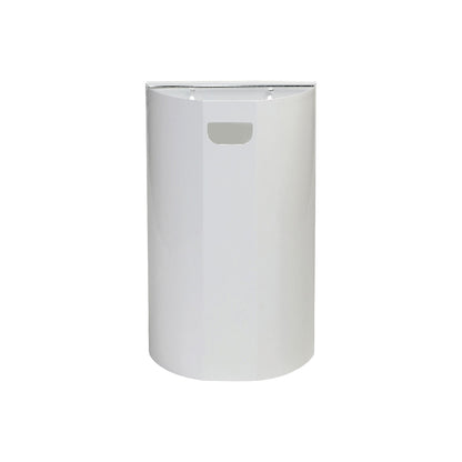Wall-mounted waste bin, semi-circular, steel, white, 40 L, H x W 660 x 400 mm.