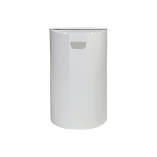 Wall-mounted waste bin, semi-circular, steel, white, 40 L, H x W 660 x 400 mm.