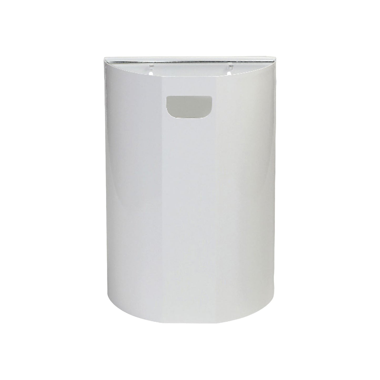 Wall-mounted waste bin, semi-circular, steel, white, 20 L, H x W 495 x 350 mm.