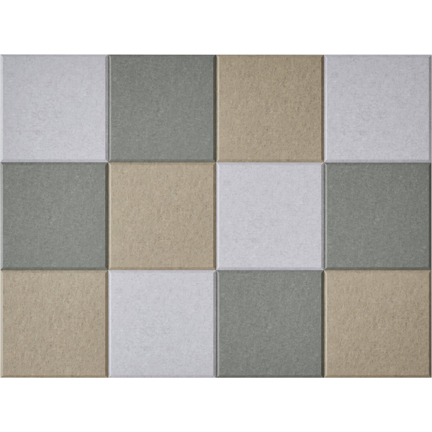 Acoustic wall tile, HxW 300 x 300 mm, 4 each of beige, light grey, dark grey, pack of 12.