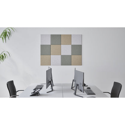 Acoustic wall tile, HxW 300 x 300 mm, 4 each of beige, light grey, dark grey, pack of 12.