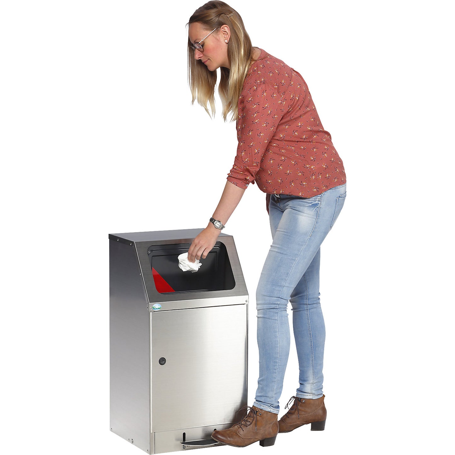 Recyclable waste collector with pedal, stainless steel, self-extinguishing, capacity 43 l.