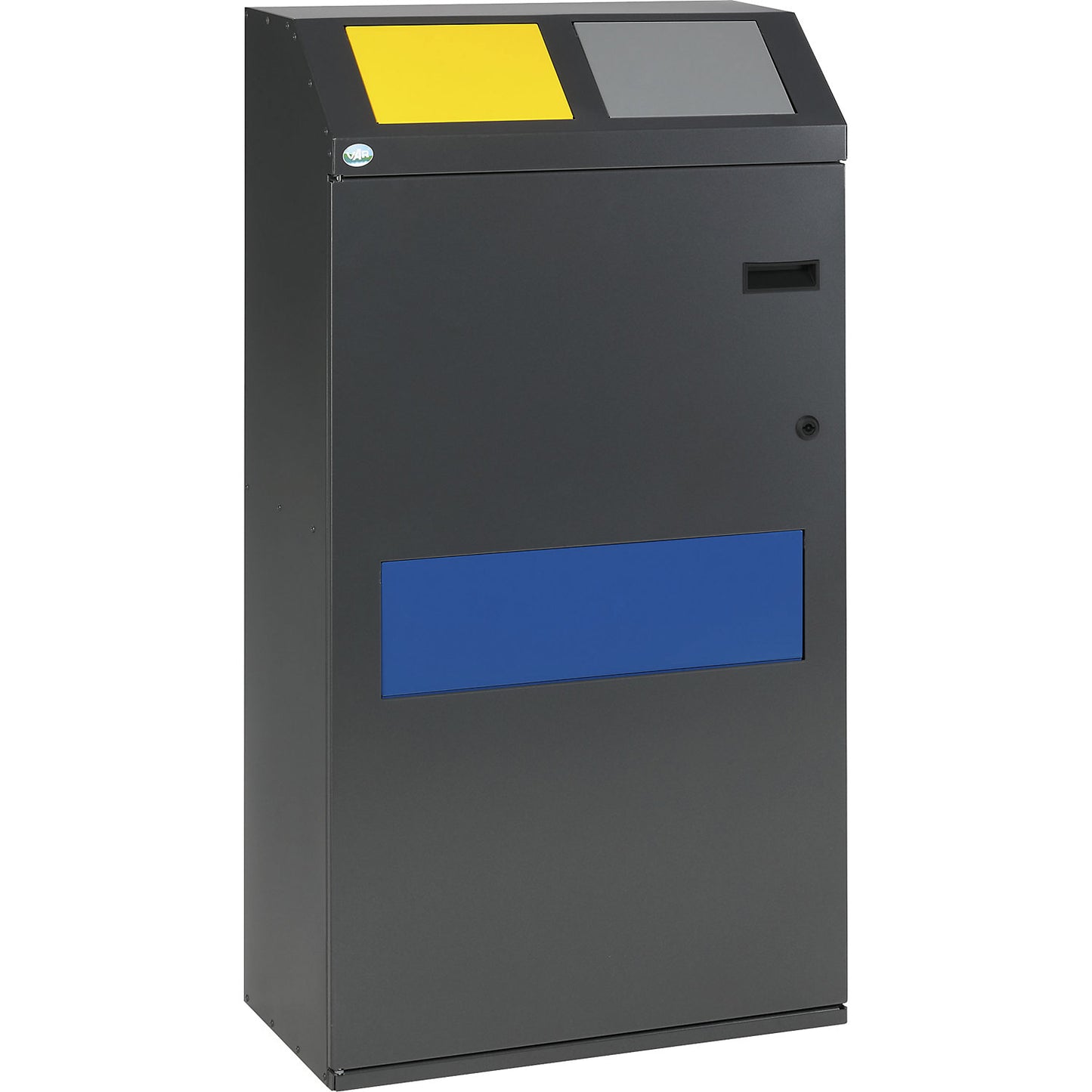 Recycling collection cabinet, 3-compartment collector, capacity 100 liters, iron mica.