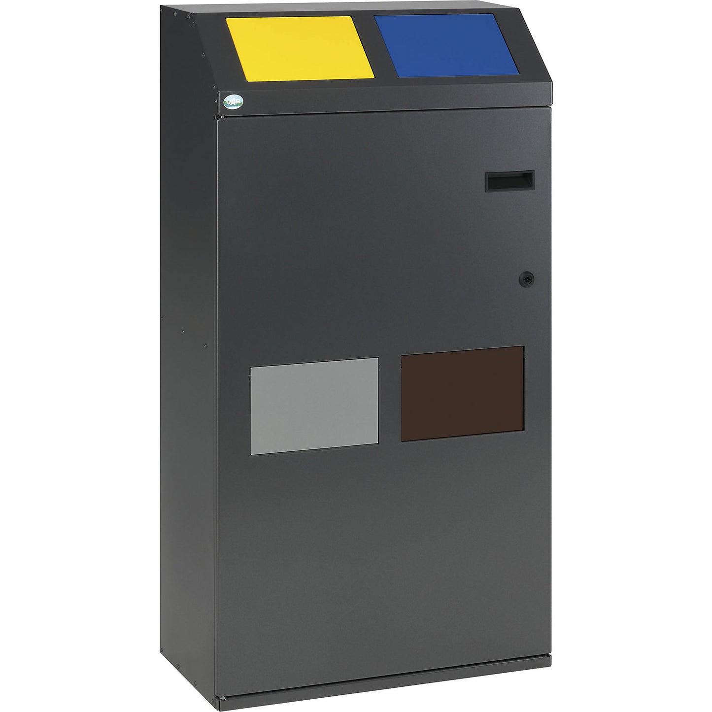 Recycling collection cabinet, 4-compartment collector, capacity 100 liters, iron mica.