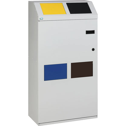 Recycling collection cabinet, 4-compartment collector, capacity 100 liters, light grey.