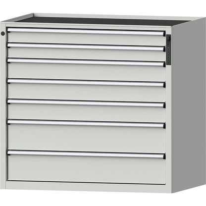 Drawer cupboard, electronic PIN lock, 7 drawers, HxWxD 980 x 1060 x 675 mm, grey.