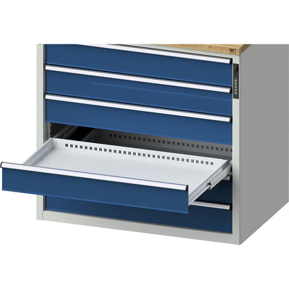 Drawer cupboard, electronic PIN lock, 5 drawers, HxWxD 1320 x 1060 x 685 mm, blue.