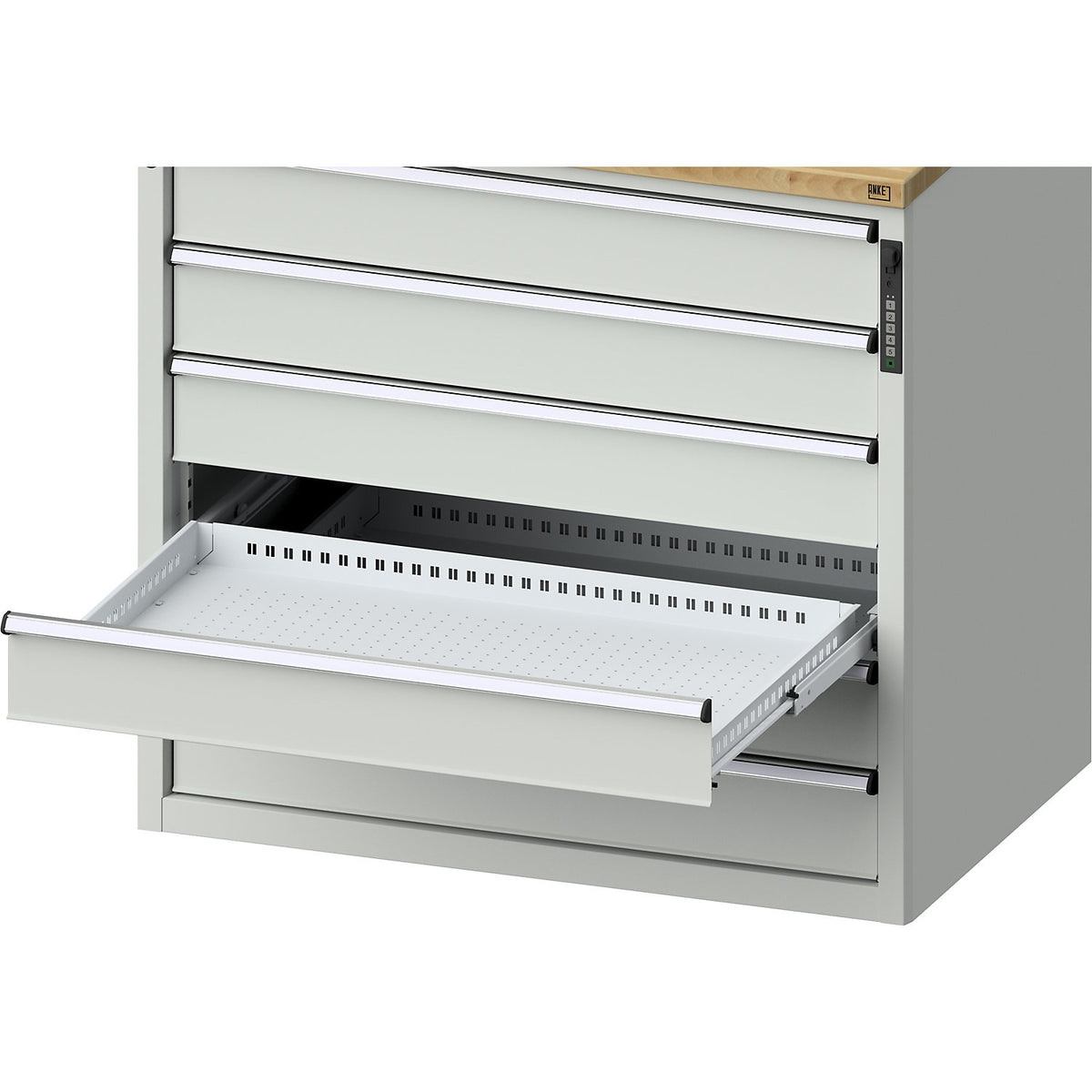 Drawer cupboard, electronic PIN lock, 7 drawers, HxWxD 1020 x 1060 x 685 mm, grey.