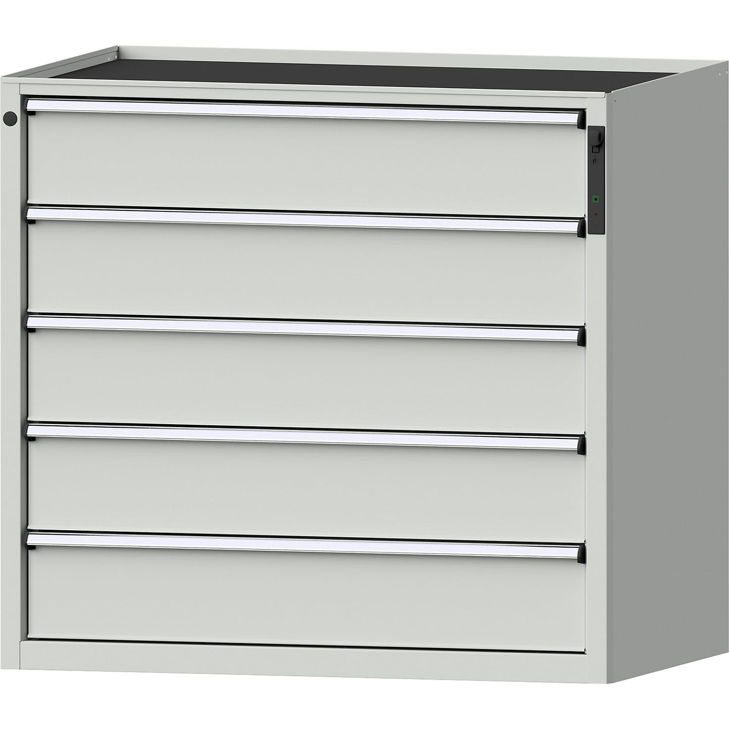 Drawer cupboard, NFC lock, 5 x 180 mm drawers, HxWxD 980 x 1060 x 675 mm, grey.