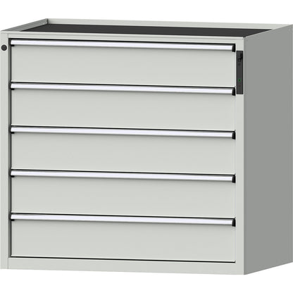 Drawer cupboard, NFC lock, 5 x 180 mm drawers, HxWxD 980 x 1060 x 675 mm, grey.
