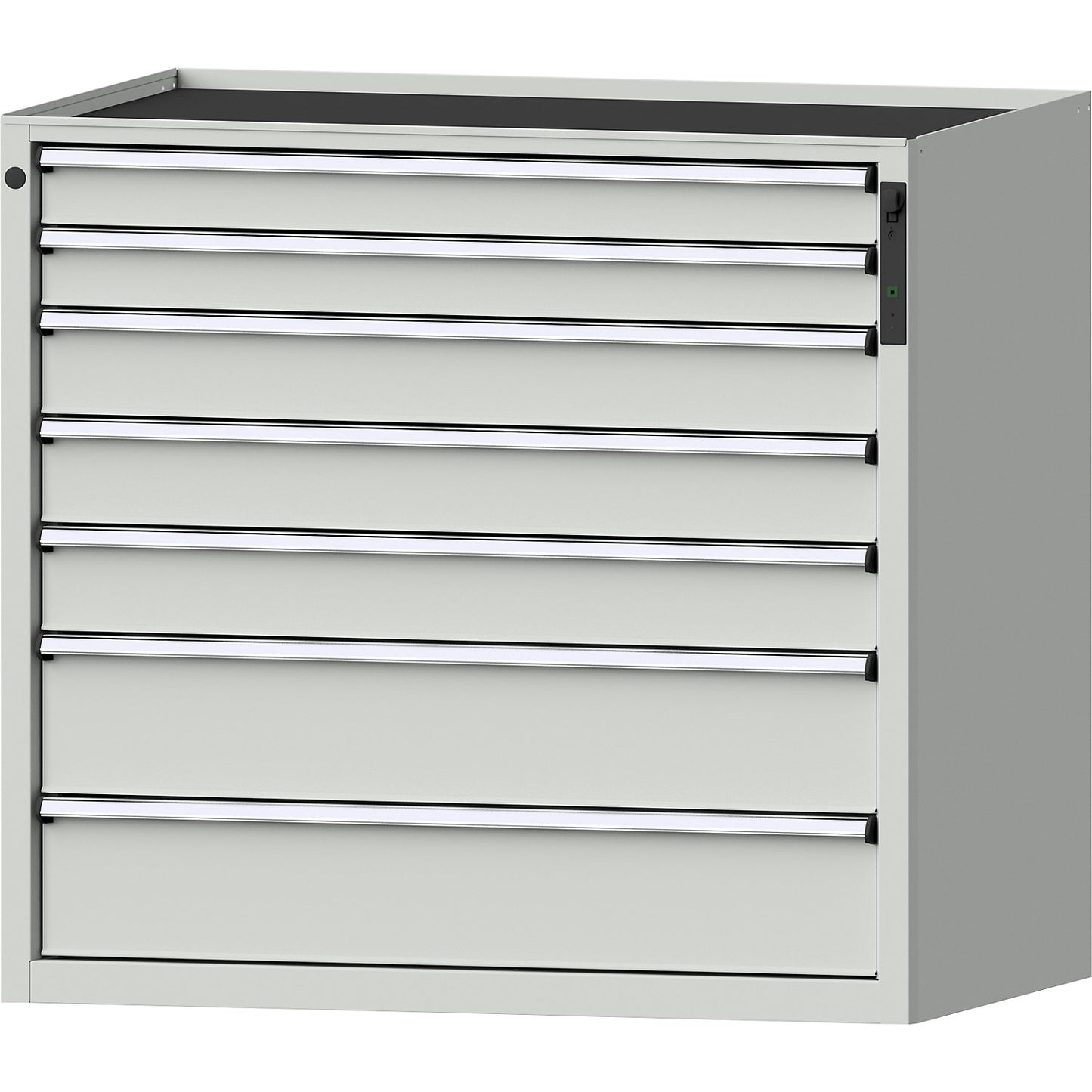 Drawer cupboard, NFC lock, 7 drawers, HxWxD 980 x 1060 x 675 mm, grey.