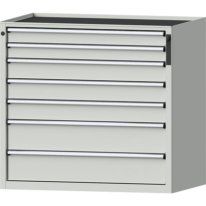 Drawer cupboard, NFC lock, 7 drawers, HxWxD 980 x 1060 x 675 mm, grey.