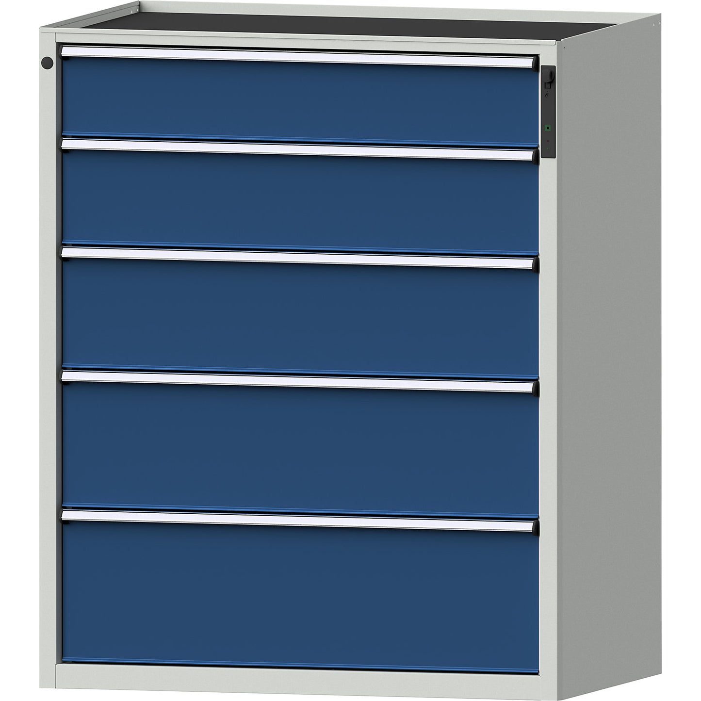 Drawer cupboard, NFC lock, 5 drawers, HxWxD 1280 x 1060 x 675 mm, blue.