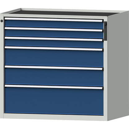 Drawer cupboard, NFC lock, 6 drawers, HxWxD 980 x 1060 x 675 mm, blue.